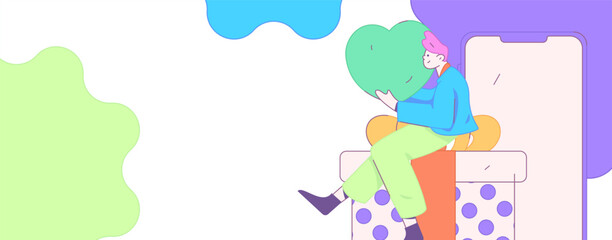 Happy Valentine's Day flat character vector concept business hand drawn illustration
