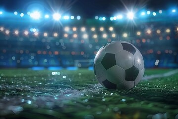Fototapeta premium A soccer ball inside a stadium
