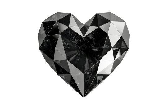 A black diamond shaped like a heart. Isolated on transparent background.
