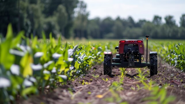 Precision agriculture equipment in use, with sensors and GPS guiding planting and harvesting processes