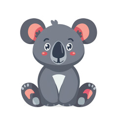 Naklejka premium A cartoon koala bear is sitting on a white background. Isolated on transparent background.