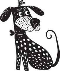 Playful Dotted Dog Illustration
