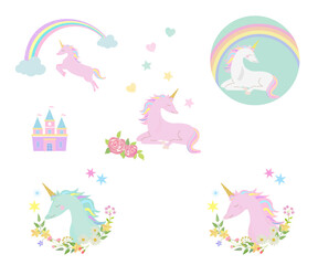 ユニコーンのかわいい飾り枠セット