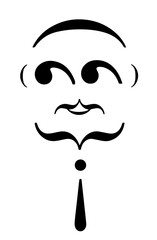 Here is a face made with strokes on the keyboard in a flat art illustration.