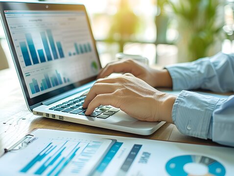 Retiree Reviewing Financial Portfolio on Laptop Secure and Content Financial Planning Concept