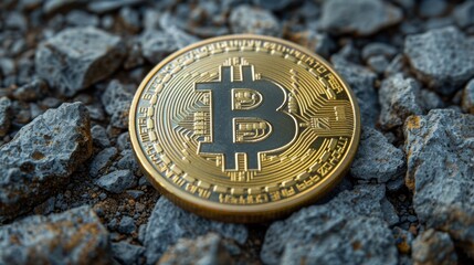 Bitcoin cryptocurrency coin close-up