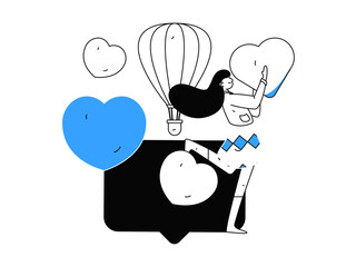 Happy Valentine's Day flat character vector concept business hand drawn illustration
