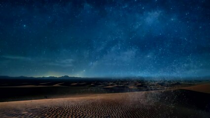 An amazing panoramic view of the Milky Way above Atacama Desert vast sand fields. An awe night sky view with our galaxy arm creating an arch in between the stars. An idyllic and motivational scenery.