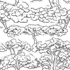 Trees pattern seamless drawing