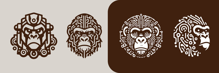 Cool, cute gorilla vector design with different characters © Rafassya