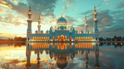Naklejka premium Explore the Magnificent Beauty of This Stunning Mosque in High Detail