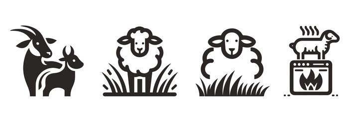 cute goat vector design with different characters