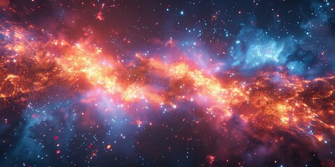 Fototapeta premium An abstract digital explosion with radiating lines and bright flares.