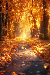 Golden Autumn Forest Path