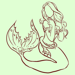 illustration of a mermaid vector for card decoration illustration