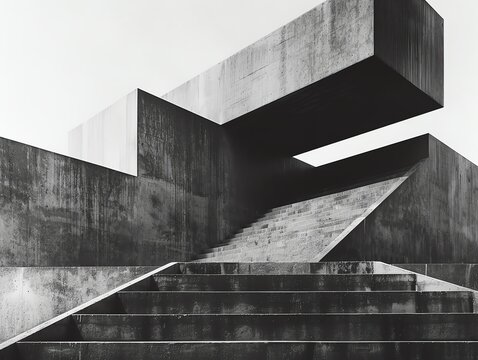 Minimalist geometric shapes in monochrome, clean lines and simple forms, elegant and modern