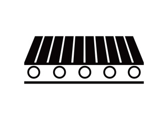 Conveyor belt in black and white. Simple illustration in perspective view.