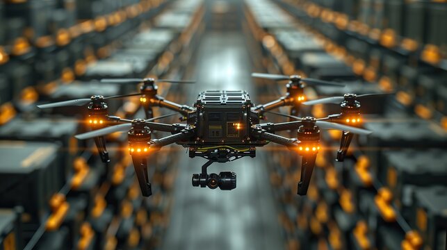 AI in logistics: drones delivering packages efficiently.