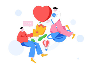 Happy Valentine's Day flat character vector concept business hand drawn illustration
