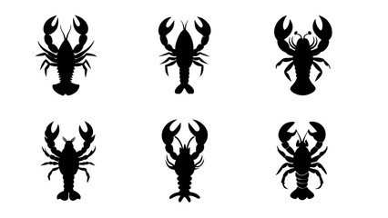 set of lobster silhouette vector design