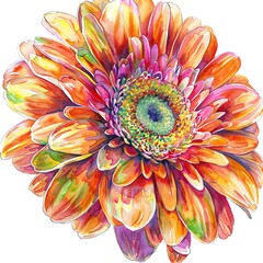 Watercolor illustration of colorful tropical leaves.