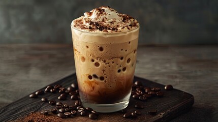 glass of iced coffee with cream
