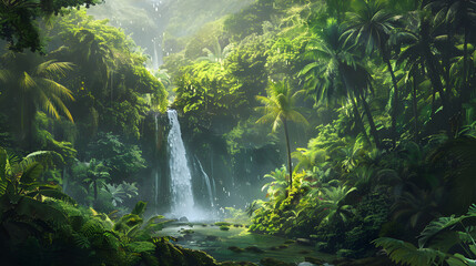 Tropischer Regenwald mit Wasserfall