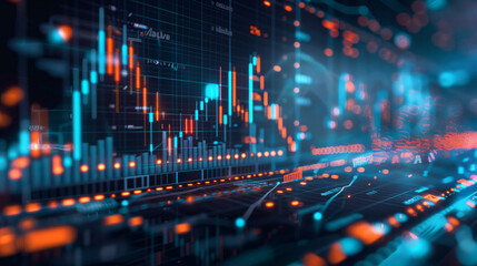 Fototapeta premium Digital Stock Market Graph with Blue Highlights