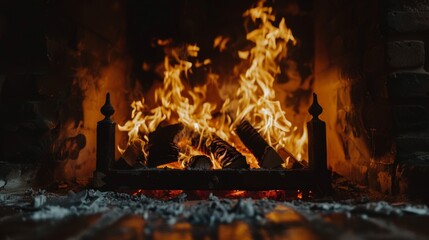 Obraz premium Flames in an Open Fireplace