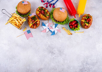 Traditional American food for celebrating July 4 Independence Day