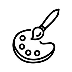 Vector black line icon for Paint kit