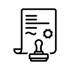 Vector black line icon for Notary