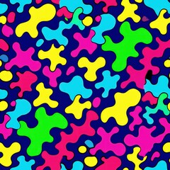 Seamless pattern of neon-colored blots overlapping each other to create a dynamic and energetic composition, Generative AI