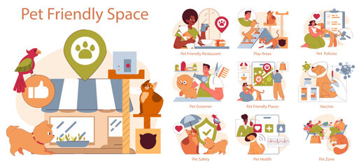 Pet Friendly Space. Flat Vector Illustration