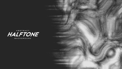 Abstract vector torn monochrome halftone background. Scrathed dotted texture element.