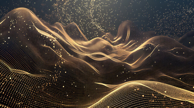 Abstract Golden Waves with Copy Space Text for Technology and Design Blogs