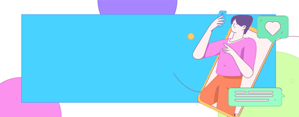 Virtual characters social communication concept business flat vector hand drawn illustration
