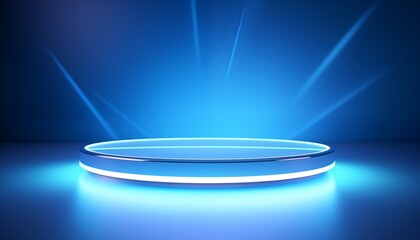 empty stage with blue spotlight