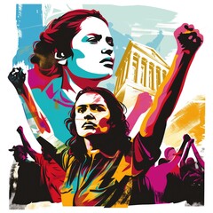 Dynamic Protest Illustration with Raised Fists