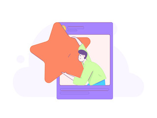 Virtual characters social communication concept business flat vector hand drawn illustration
