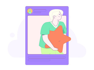 Virtual characters social communication concept business flat vector hand drawn illustration
