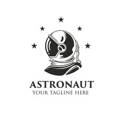 Mascot astronaut logo template in vintage style.Vector illustration