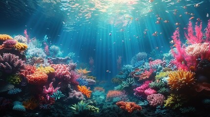 Obraz premium Stunning Coral Reef with a Variety of Tropical Fish