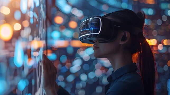 Business Professionals Participating in a Virtual Reality Conference for Global Networking and Digital Communication - Powered by Adobe