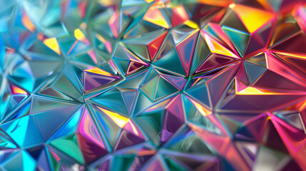 キラキラした幾何学的3Dパターンのダークホログラフィック