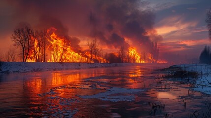Flames Near the River