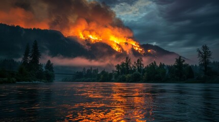 Flames Near the River