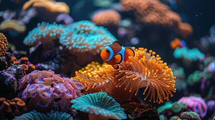 Obraz premium Colorful Fish and Sea Creatures in Amazing Coral Reefs