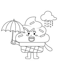 cute and funny ice cream coloring page for kids and adult