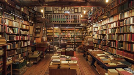 Obraz premium Library of Wisdom: Diverse Collection of Literature in Well-Stocked Bookshelves Depicting Passion for Knowledge and Love of Reading